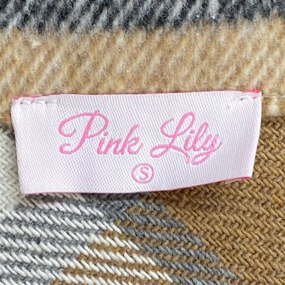 Pink Lily Plaid Button-Up Shacket S 100% Polyester Women's - Picture 3 of 5